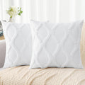decorUhome Throw Pillow Covers 24x24 Inch Set of 2, Soft Plush Faux Fur Wool Pure White Couch Pillow Covers, Decorative Neutral Pillow Cases for Bed Sofa Living Room Home Decor