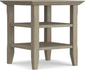 SIMPLIHOME Acadian SOLID WOOD 19 Inch Wide Square Transitional End Table in Distressed Grey, For the Living Room and Bedroom