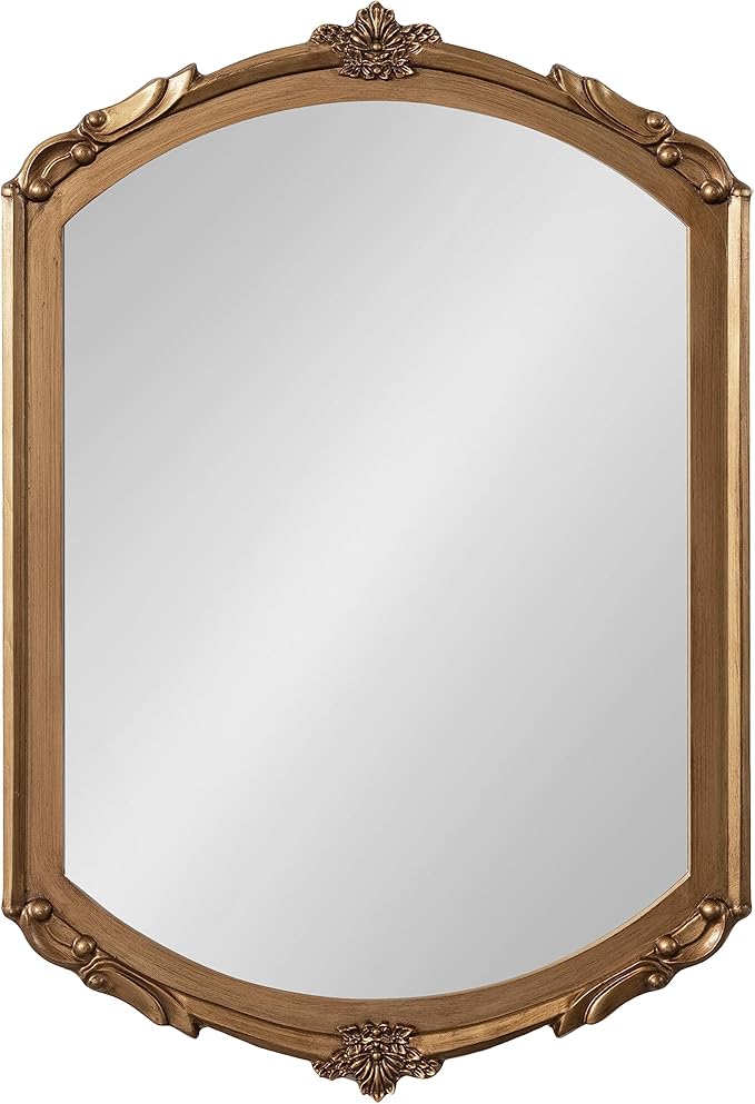 Kate and Laurel Berkshire Vintage Arched Wall Mirror, 24 x 36, Gold, Antique Ornate Arch Capsule Mirror with Detailed Frame Accenting and Classic Finish