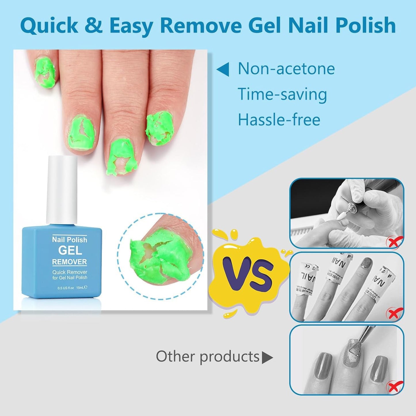 Gel Polish Remover for Nails (3Pack), Nail Polish Remover Tools Quick & Easy Remove Gel Polishs in 3-5 Minutes at Home, Don't Hurt Nails