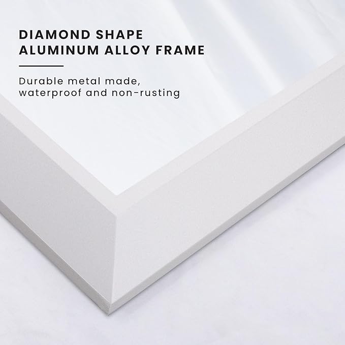 Amorho Bathroom Mirror, 50X30 Inch White Thick Metal Framed Wall Mirrors for Over 2 Sinks, Bedroom, Living Room, Entryway, Large Rectangle Wall-Mounted Mirrors.