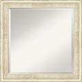 Amanti Art White Bathroom Mirror for Over Sink, 25x25 Country White Wash Square Vanity Mirror, Medium Country Rustic Wood Frame, Hangs Horizonally and Vertically, Bathroom Wall Decor, Beveled Edge