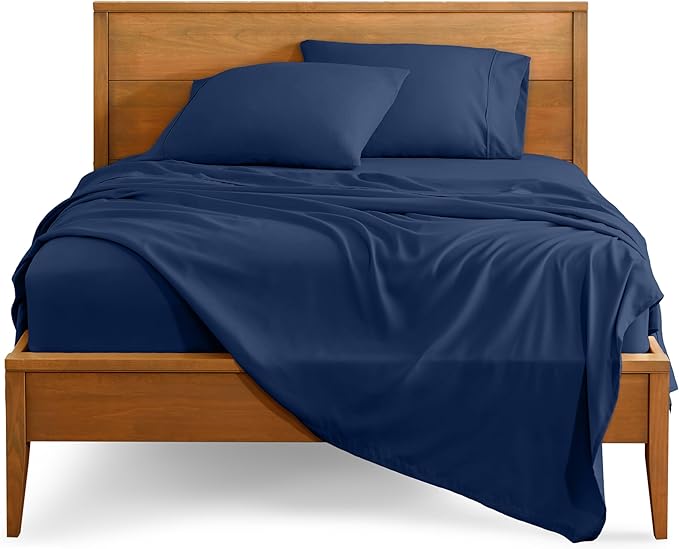 Bare Home Twin XL Sheet Set - College Dorm Size - Luxury 1800 Ultra-Soft Microfiber Twin Extra Long Bed Sheets - Deep Pockets - Easy Fit - Extra Soft - 3 Piece Set - Bed Sheets (Twin XL, Dark Blue)