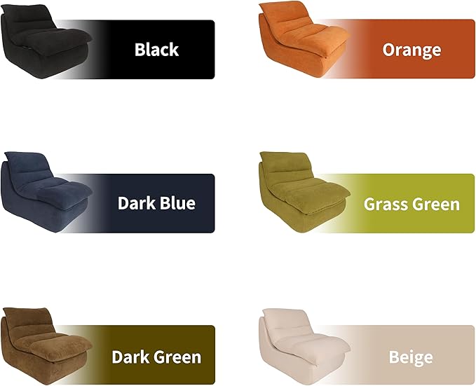 Bean Bag Chair - Memory Foam Bean Bag Chair for Adults, Comfy High-Resilience Single Sofa, Small Space Floor Chair, Chaise Lounge for Living Room, Bedroom (Dark Green, Cushions)