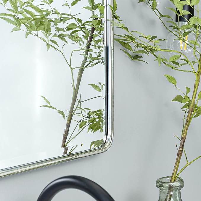 TEHOME 30x40'' Chrome Pivot Mirror Bathroom Tilt Vanity Mirror Large 40x30'' Polished Nickel Metal Framed Rectangle Tilting Beveled Vanity Mirrors for Wall, Vertical