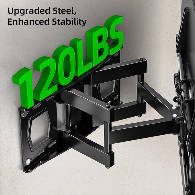USX MOUNT Full Motion TV Wall Mount for 42-80 Inch TVs up to 120lbs, TV Bracket with Articulating Swivel Tilt Extension Leveling, Television Mount for Max VESA 600x400mm Fits 12/16" Wood Stud
