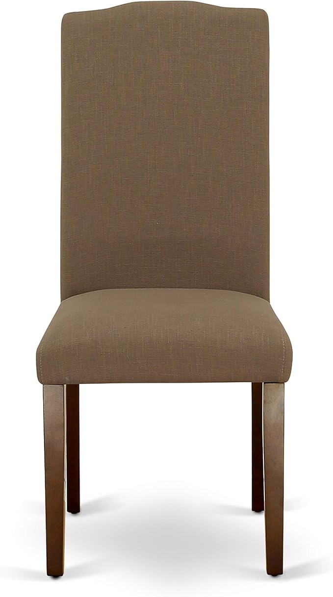 East West Furniture CAEN5-MAH-18 5 Piece Dinette Set Includes a Rectangle Dining Room Table and 4 Dark Coffee Linen Fabric Upholstered Parson Chairs, 36x60 Inch, Mahogany