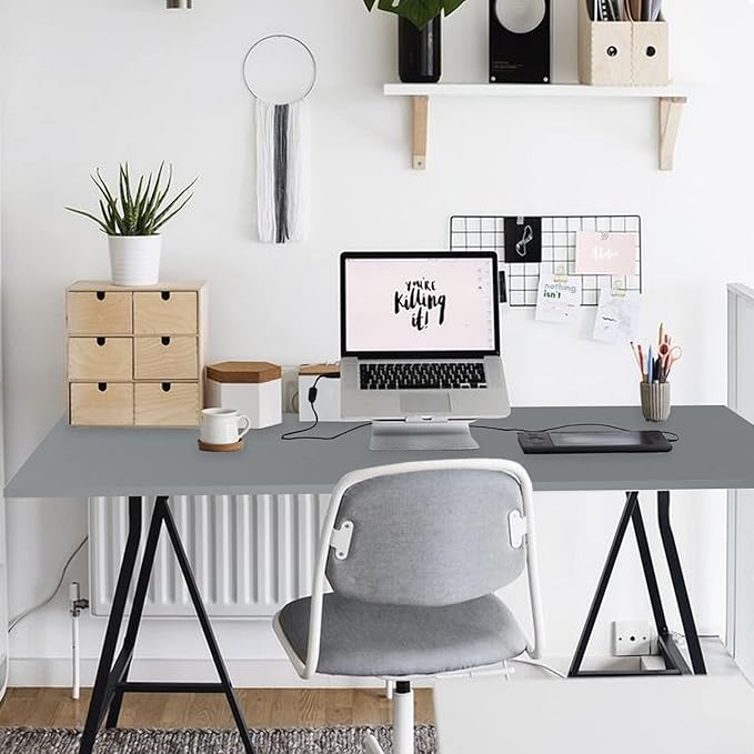 Kaboon Universal Tabletop 59.1"x23.62" Grey, Table Top for Sit Stand Desk, Reversible Melamine Top,Double Desks Home Office