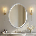 OVALCREST - Oval Wooden Beveled Wall Mirror for Home Decor, Bathroom, Vanity, Bedroom, Living Room, Hallway - London Style (Silver Spray) 17.1 x 21.1