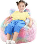 Bean Bag Chair for Kids with Plush Faux Fur Cover, 2.5FT Memory Foam Filled Bean Bag for Teens & Kids, Lazy Sofa for Living Room/Bedroom/Dorm, Rabbit-Ears Design