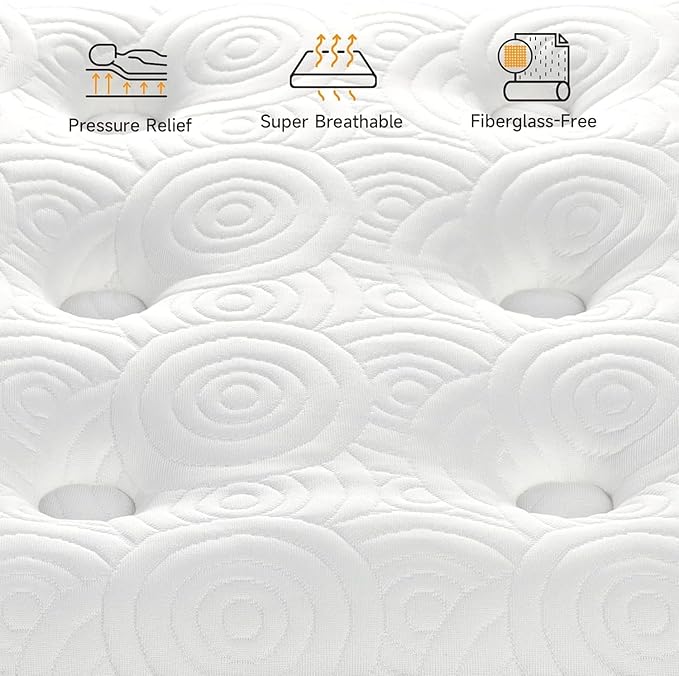 Vesgantti Twin XL Mattress, 12 Inch Hybrid XL Twin Mattress in a Box, Extra Long Pillow Top Twin Mattresses, Gel Memory Foam and Pocket Coils Innerspring Mattresses, Medium Firm Plush Feel