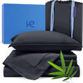 Kickoff Viscose Bamboo Sheets Full Size 4-pc 100% Organic Bamboo Viscose Bed Cooling Sheets Full Size Set Cool Bedding for hot Sleepers Sheet, Flat, Fitted, Pillowcases (Onyx Black, F)