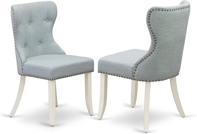 East West Furniture V027SI215-5 5 Piece Dining Table Set for 4 Includes a Rectangle Kitchen Table with V-Legs and 4 Baby Blue Linen Fabric Upholstered Chairs, 40x72 Inch, Multi-Color