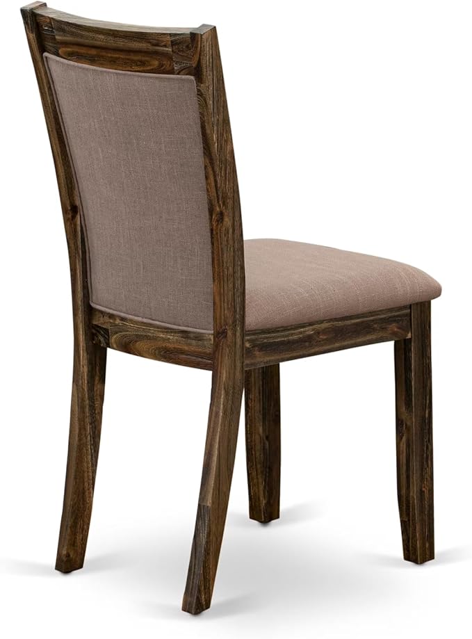 East West Furniture V777MZ748-7 7 Piece Modern Dining Table Set Consist of a Rectangle Wooden Table with V-Legs and 6 Coffee Linen Fabric Upholstered Chairs, 40x72 Inch, Multi-Color