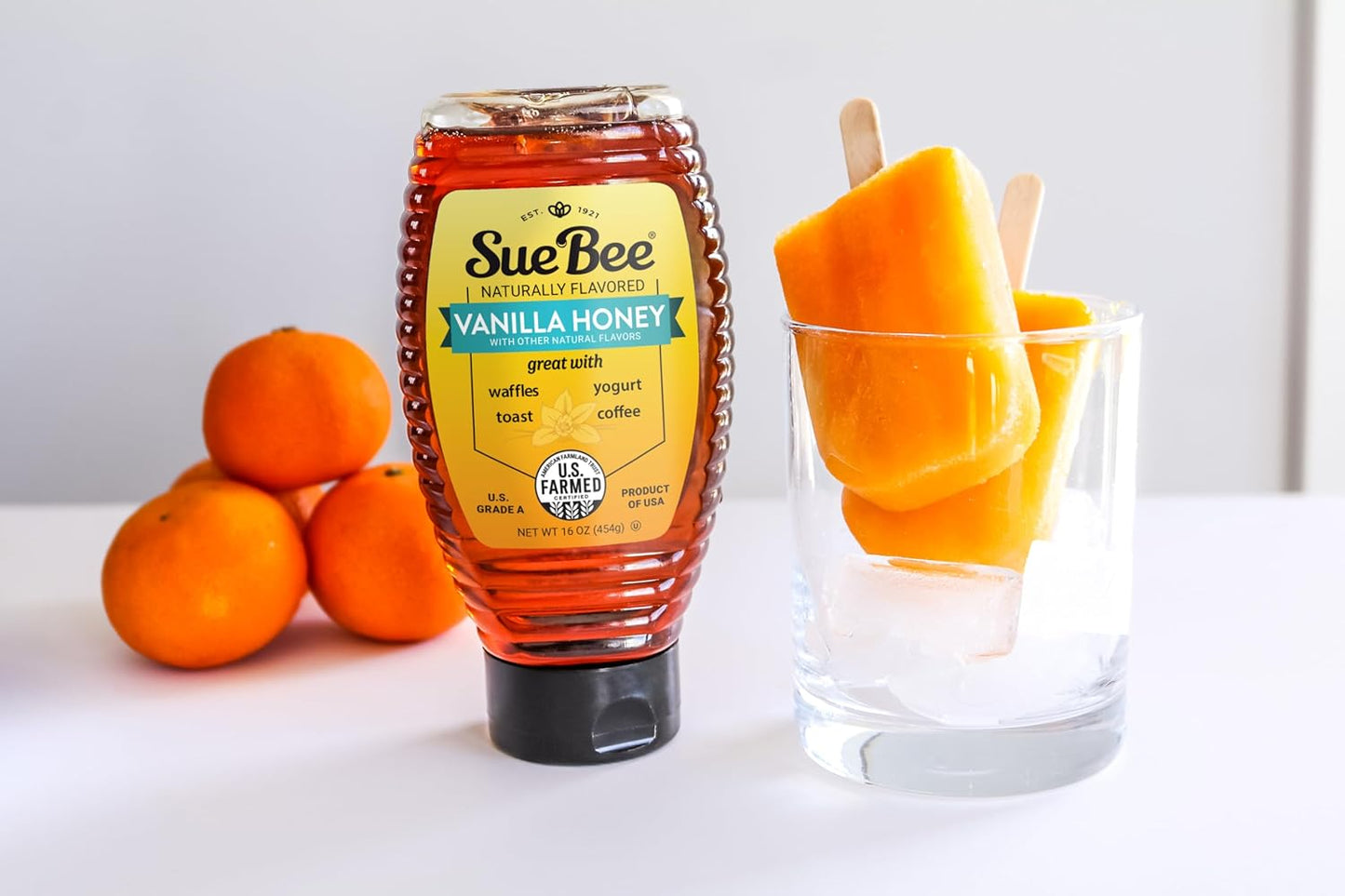 Sue Bee Naturally Flavored Vanilla Honey For Coffee and Pancakes, Salads, Made in USA, 16 oz