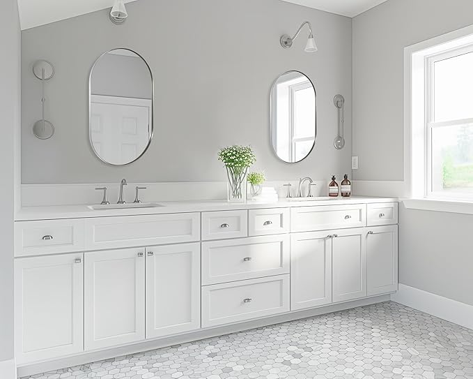 ANDY STAR Chrome Bathroom Mirror 24x36, Chrome Mirror Oval, Polished Silver Bathroom Mirror, Oval Mirrors Stainless Steel Frame Deep 1’’ Hang Vertical or Horizontal