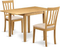 East West Furniture NDAN3-OAK-C 3 Piece Dining Table Set for Small Spaces Contains a Rectangle Dining Room Table with Dropleaf and 2 Linen Fabric Upholstered Chairs, 30x48 Inch, Oak