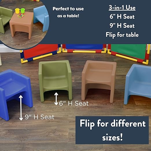 Children's Factory Cube Chair for Kids, Flexible Seating Classroom Furniture for Daycare/Playroom/Homeschool, Indoor/Outdoor Toddler Chair, Fern (CF910-014)