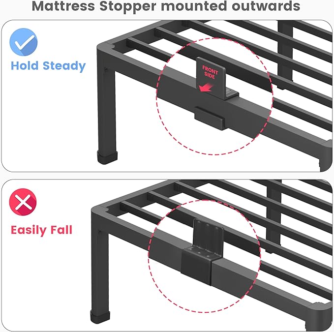 18 Inch King Size Metal Platform Bed Frame with Round Corners, Storage Space Under High Bed Frame-Heavy Duty Steel Slats Support, Noise Free - Easy Assembly - No Box Spring Needed
