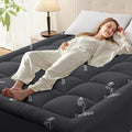 Anluoer Memory Foam Mattress Topper Queen for Back Pain, Rayon Derived from Bamboo Pillow Top Mattress Topper for Hot Sleepers,Cooling Mattress Pad with 8-21" Deep Pocket, 60x80 Inches, Dark Grey