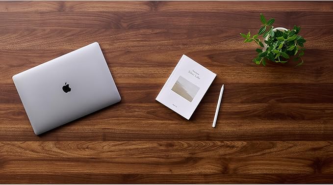 Kaboon Universal Tabletop 36"x20", Solid One-Piece Melamine Table Top, Double L-Desk Floating Desk DIY, Home and Office,Dark Walnut