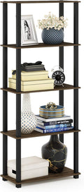Furinno Turn-N-Tube 5-Tier Multipurpose Shelf / Display Rack / Storage Shelf / Bookshelf, Square Tubes, Columbia Walnut/Black