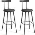 Bar Stools, Set of 2 High Kitchen Barstools, Bar Chairs with Backrest and Footrest, Industrial Counter Stools with PU Soft seat, for Kitchen, Living Room, Pub, Black BS-013BK