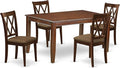 East West Furniture DUCL5-MAH-C 5 Piece Kitchen Table Set for 4 Includes a Rectangle Dining Table and 4 Linen Fabric Dining Room Chairs, 36x60 Inch, Mahogany