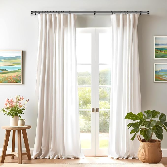 2 Pack Curtain Rods for Windows 66 to 120 Inch(5.5-10ft), 1 Inch Black Heavy Duty Curtain Rod Set, Adjustable Extra Long Outdoor Drapery Rods for Patio, Size 32"- 120"