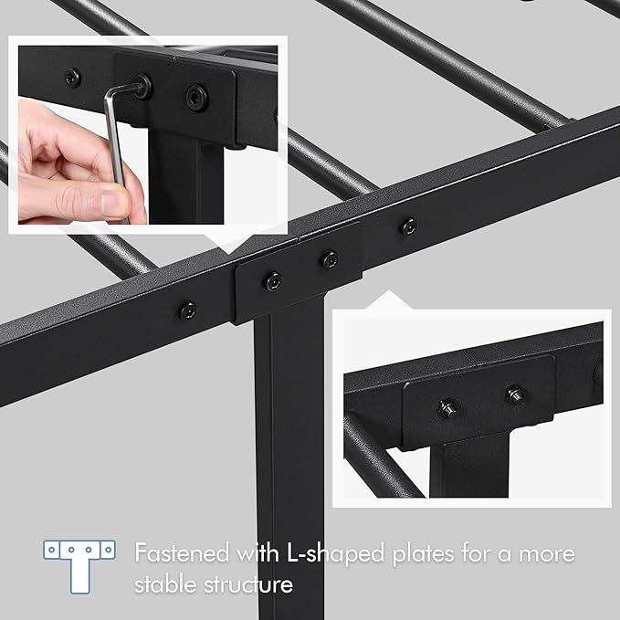 Yaheetech Twin Bed Frame Metal Platform Bed Frame Mattress Foundation with Spindle Headboard & Footboard/No Box Spring Needed/14 Inch Underbed Storage/Firm Support & Easy Set up Structure, Black