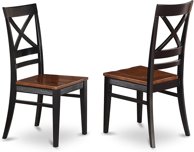 East West Furniture QUIN7-BLK-W 7 Piece Kitchen Table & Chairs Set Consist of a Rectangle Dining Room Table with Butterfly Leaf and 6 Dining Chairs, 40x78 Inch, Black & Cherry