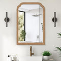 WallBeyond Wood Frame Wall Mirror Rounded Corner Arch Rectangle Mirror for Entryway, Living Room or Bedroom Home Decor - Light Woodgrain [20" x 30" Honey-Colored]