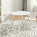 VECELO Kids Table and Chair Set, Wooden Oval Toddler Table with 2 Bunny Ear Chairs, Playroom Furniture for Drawing, Crafts, and Activities, Easy Assembly, Pure White