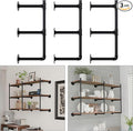 Industrial Pipe Shelf Brackets Wall Mount,Open Black Pipe Shelving for Kitchen,Floating Shelf Brackets Mount,Open Bookshelf Brackets for Shelves,Wall Shelves 12 Inch Deep,(3PcsX3Tier,32" Tall)