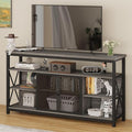 BON AUGURE Tall TV Stand for TVs up to 65 Inch, Industrial Entertainment Center with Storage Cabinet, Rustic Wood Media Console Table for Living Room and Bedroom (32 Inch High, Grey Oak)