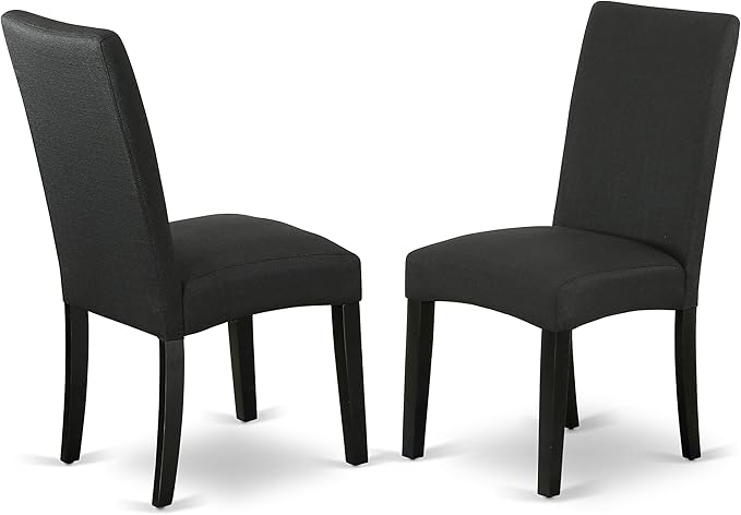 East West Furniture LGDR9-BLK-24 9 Piece Dining Room Set Includes a Rectangle Kitchen Table with Butterfly Leaf and 8 Black Color Linen Fabric Upholstered Chairs, 42x84 Inch, Black