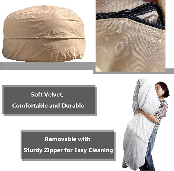 Reusable Beanbag Chair Inner Lining Cover for Pack Bean Filler EPP EPS Shredded Memory Foam and Wash Needs, 7FT