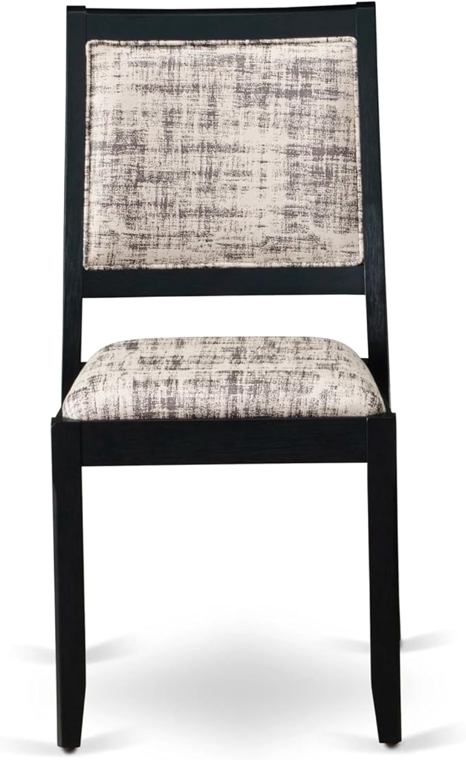 East West Furniture LGX27-BLK-30 -7 Piece Dining Set Includes a Rectangular Kitchen Table with Black Tabletop and 6 Stackable Polyester Fabric Chairs, Black