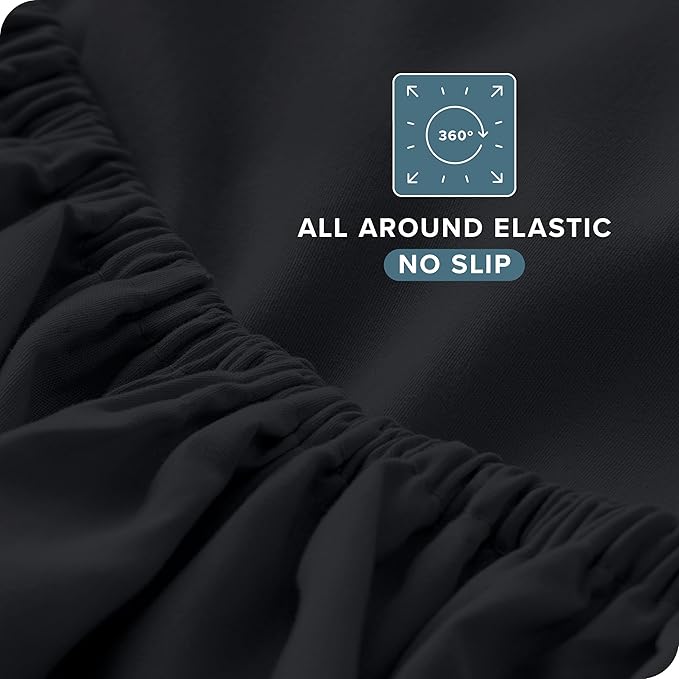 Bare Home Short Queen Sheet Set - 1800 Ultra-Soft Microfiber - Double Brushed - Deep Pockets - Easy Fit - 4 Piece Set - Bed Sheets (Short Queen, Black)