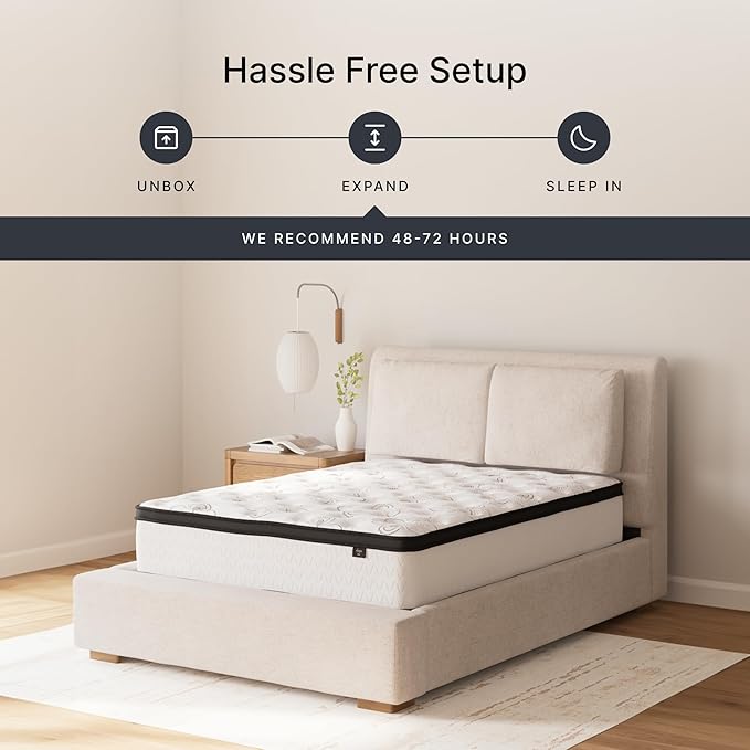 Signature Design by Ashley Twin Size Chime 12 Inch Medium Firm Hybrid Cooling Gel Memory Foam for Pressure Relief, Fiberglass Free, Mattress in A Box