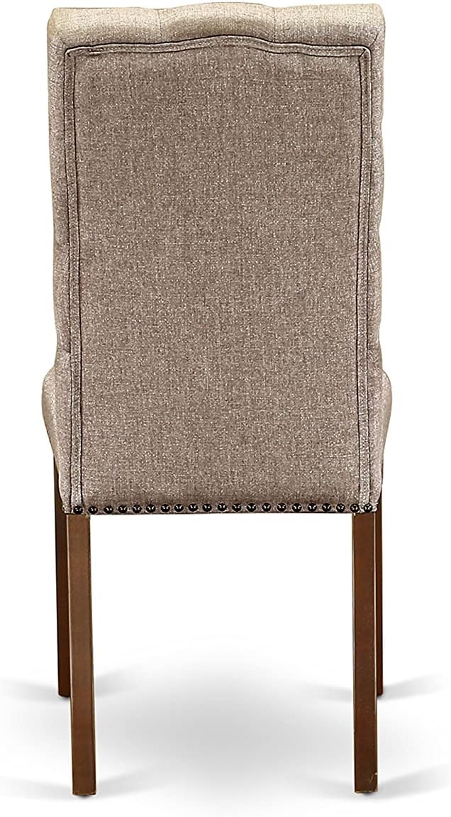 East West Furniture OXEL5-MAH-16 5 Piece Dining Room Table Set Includes a Square Kitchen Table and 4 Dark Khaki Linen Fabric Parson Dining Chairs, 36x36 Inch, Mahogany