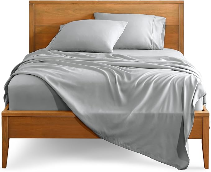 Bare Home Queen Sheet Set - 1800 Ultra-Soft Microfiber Queen Bed Sheets - Double Brushed - Deep Pockets - Easy Fit - 4 Piece Set - Bed Sheets (Queen, French Grey)