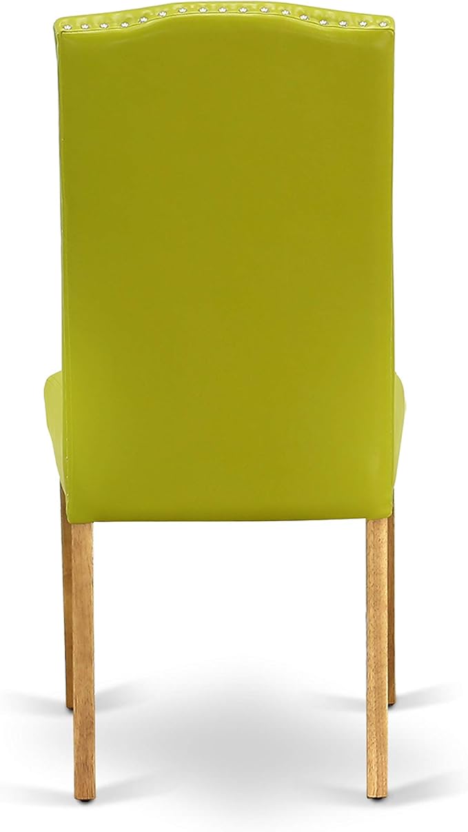 East West Furniture OXEN5-OAK-51 5 Piece Dining Set Includes a Square Dining Room Table and 4 Autumn Green Faux Leather Upholstered Parson Chairs, 36x36 Inch, Oak