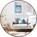 24 inch Circle Wall Mirror, Brushed Bronze Metal Framed Round Mirror for Bathroom Vanity, Bedroom Decor, Living Room, Entryway