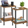 End Table,Small Side Table,2-Tier Nightstand with Storage Shelf,Sofa Bedside Table for Small Spaces in Living Room,Bedroom, Office,Stable Frame,Easy Assembly,Rustic Brown