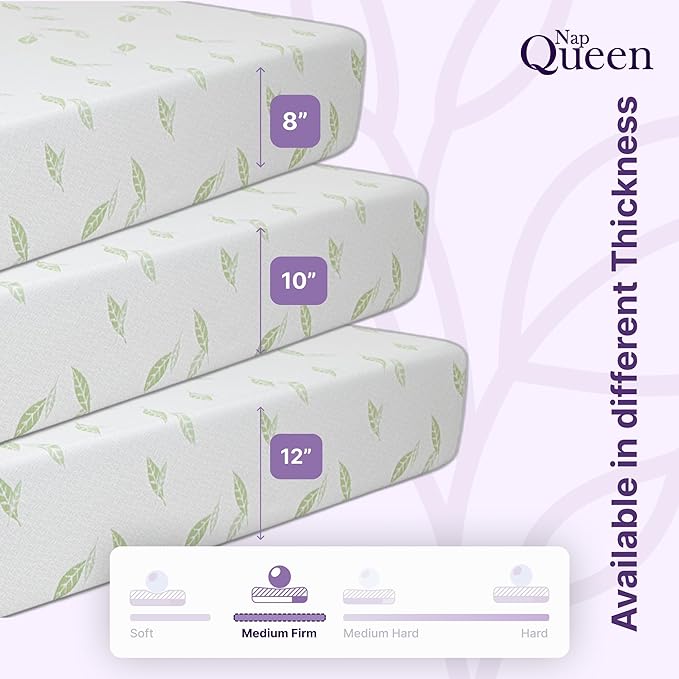 NapQueen Queen Size, 10 Inch Anula Green Tea Infused Memory Foam Mattress, Bed in a Box, CertiPUR-US Certified Mattress