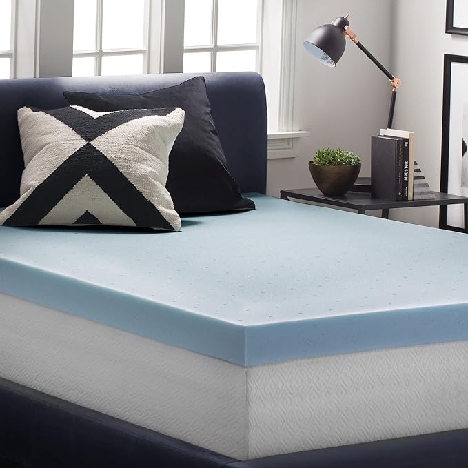Lucid 4 Inch Mattress Topper - California King Size - Cooling Gel Infused Memory Foam - Plush Feel Pressure Relieving Bed Topper - Mattress Pad – Ventilated Breathable Design – CertiPur Certified