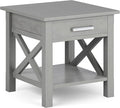 SIMPLIHOME Kitchener SOLID WOOD 21 Inch Wide Square Contemporary End Side Table in Fog Grey, For the Living Room and Bedroom