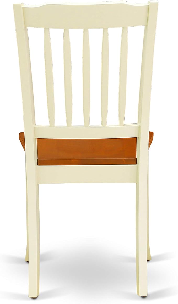 East West Furniture MZDA3-WHI-W 3 Piece Dining Table Set for Small Spaces Contains a Rectangle Dining Room Table with Dropleaf and 2 Wooden Seat Chairs, 36x54 Inch, Buttermilk & Cherry