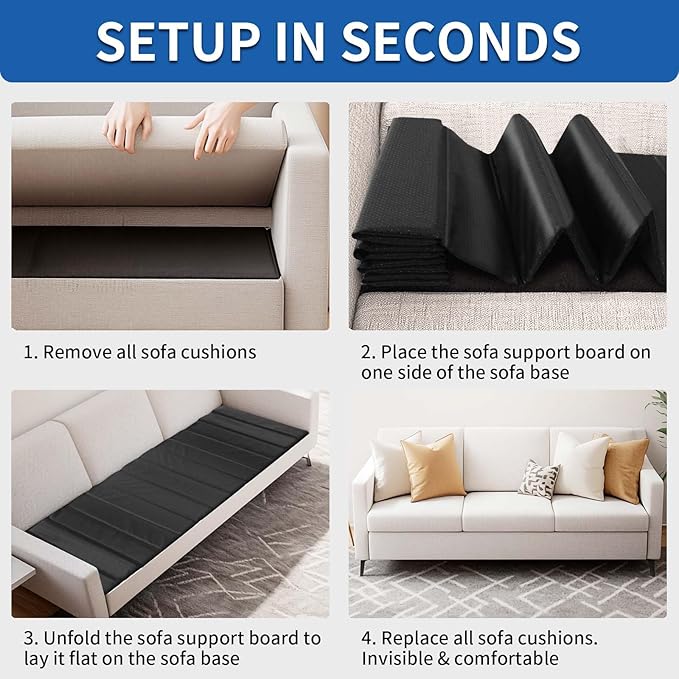 Heavy Duty Sofa Cushion Support Board for Sagging Sofas, 21.5''x 78'' Laminated Wood Sofa Cushion Support Board, Deep Support and Seat Protection